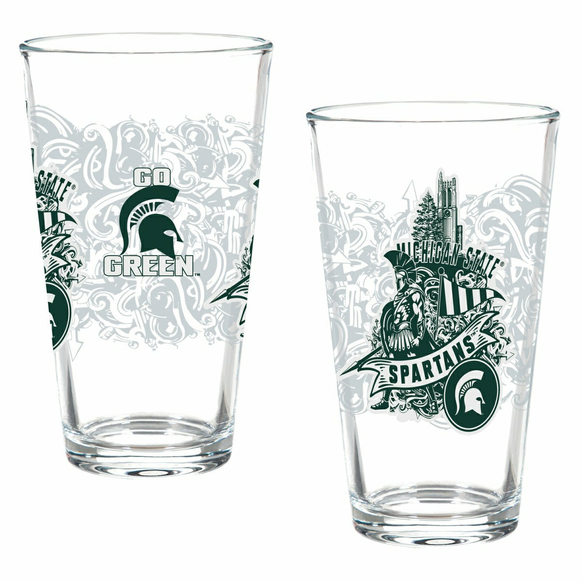Michigan State University 16oz Glass pint, Set of 2