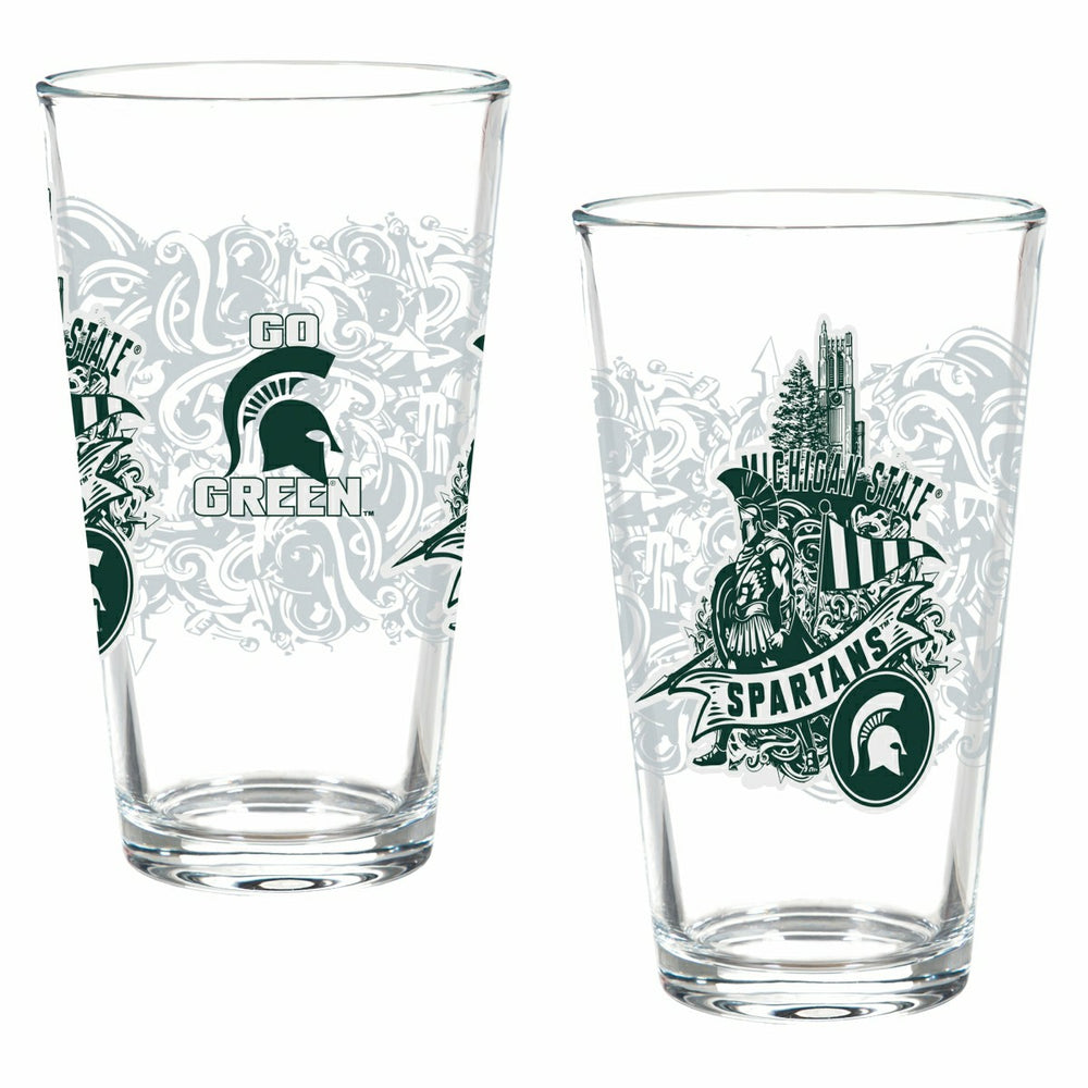 Michigan State University 16oz Glass pint, Set of 2