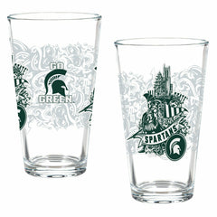 Michigan State University 16oz Glass pint, Set of 2