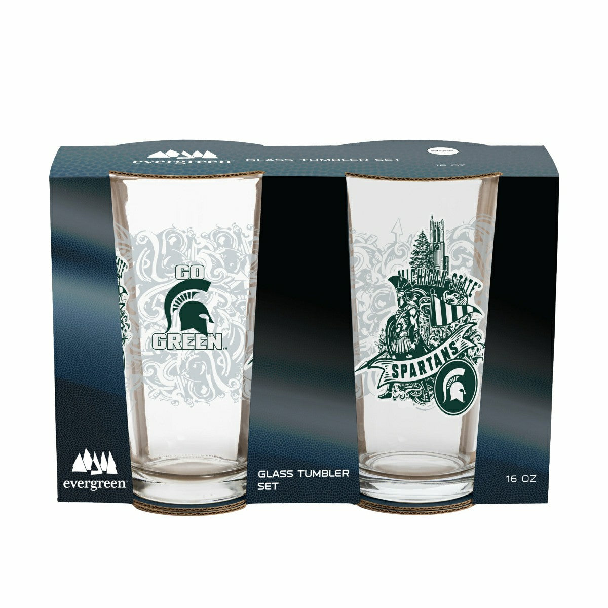 Michigan State University 16oz Glass pint, Set of 2