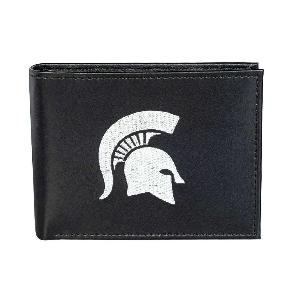 Michigan State University Black Bi-Fold Embroidered Wallet w/ RFID Blocking