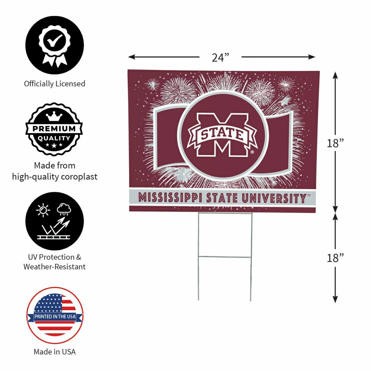 Mississippi State University Coroplast Yard Sign, Patriotic