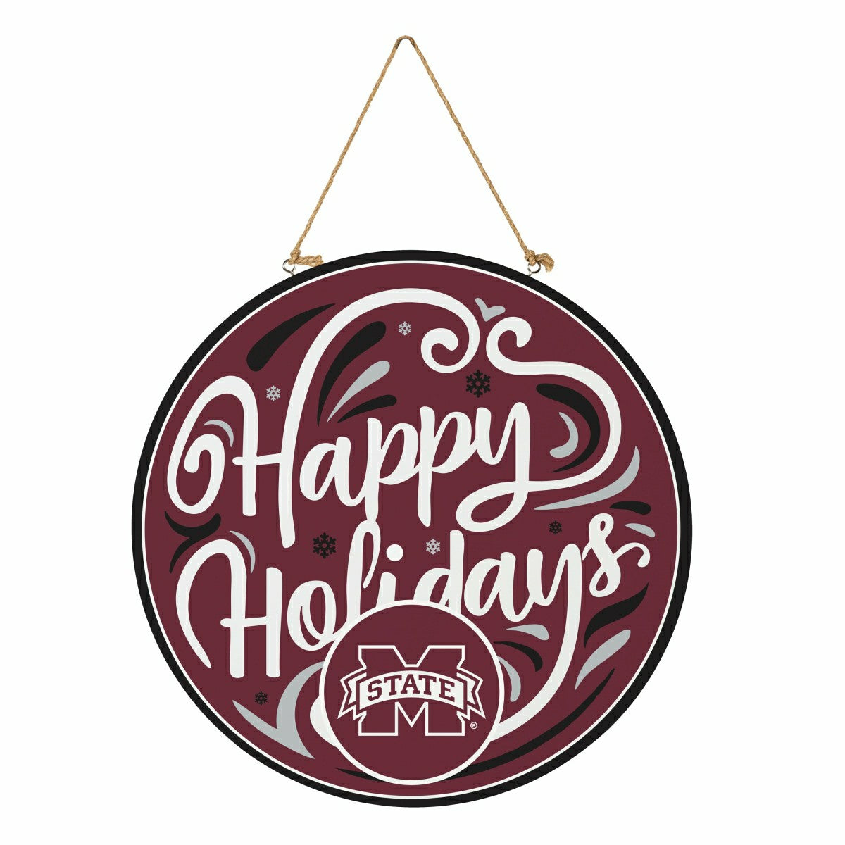 Mississippi State University Holiday Round Door Décor with Hanging Rop
