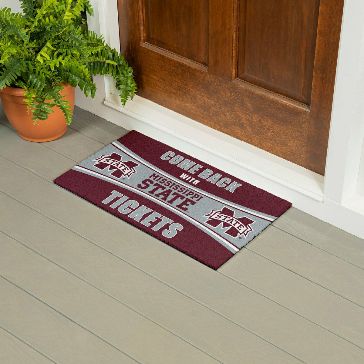 28" x 16" PVC Trapper Mat, Come Back with Tickets, Mississippi State U