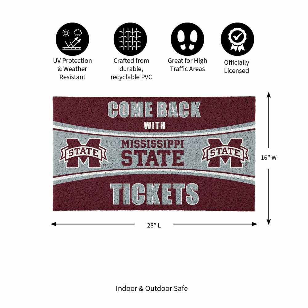 28" x 16" PVC Trapper Mat, Come Back with Tickets, Mississippi State U