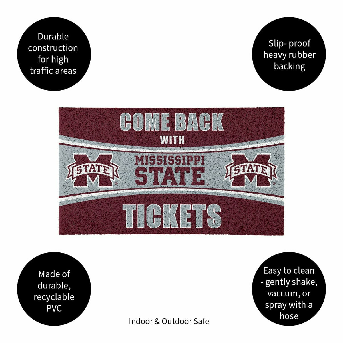 28" x 16" PVC Trapper Mat, Come Back with Tickets, Mississippi State U