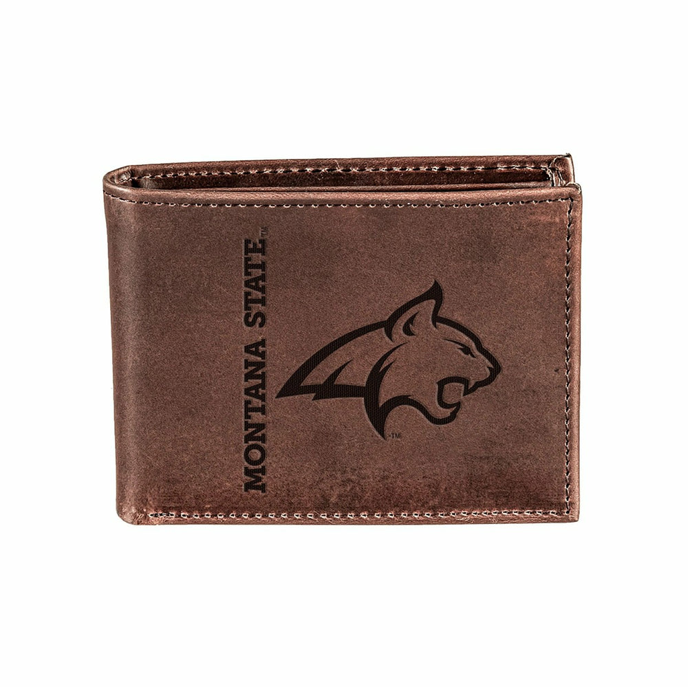 Montana State University, Bi-Fold Wallet, Brown, CH, 100% Genuine Leat