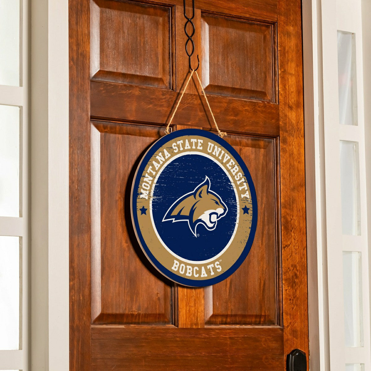 Montana State University Round Door Décor with Hanging Rope, 18x18