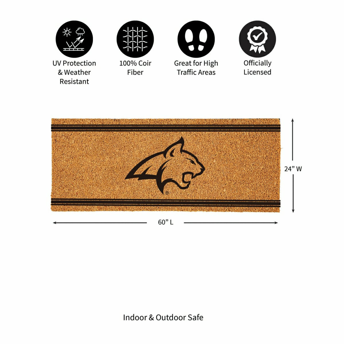 Montana State University Extra Large One Color Coir Mat, 60"x24"