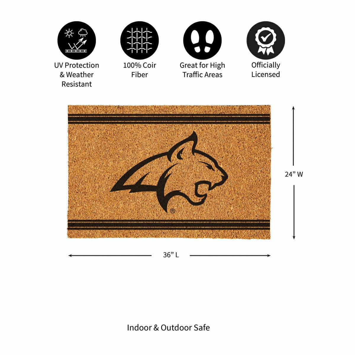 Montana State University Large One Color Coir Mat, 36"x24"