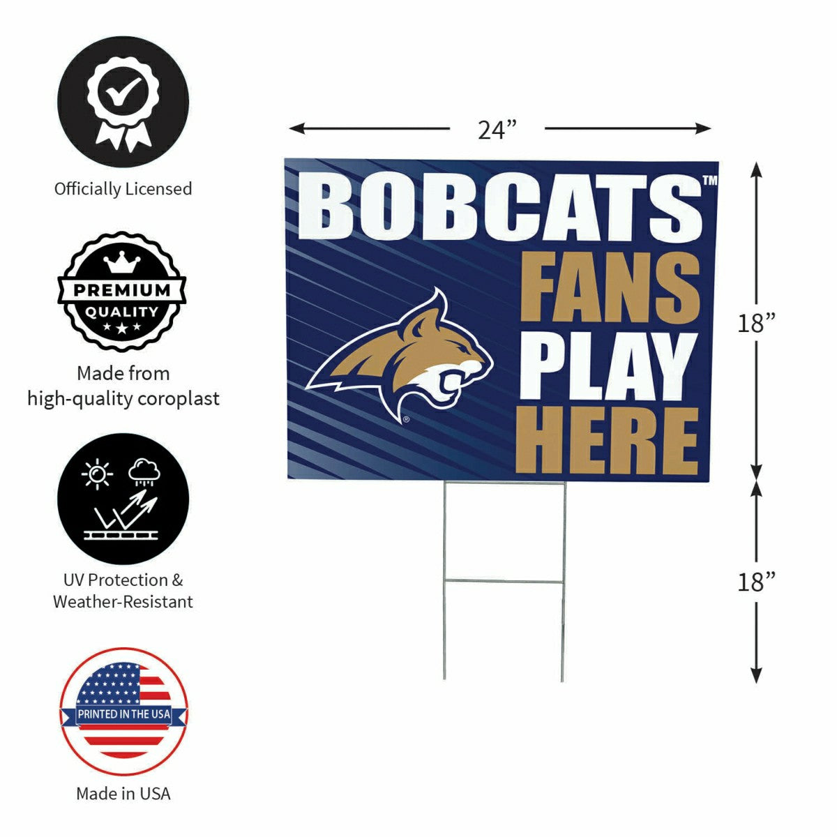 Montana State University Coroplast Yard Sign "Fans Play Here"