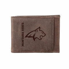 Front Pocket Wallet w/ RFID Blocking, Montana State University, Brown