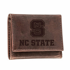 North Carolina State University, Tri-Fold Wallet, Brown, CH, 100% Genu