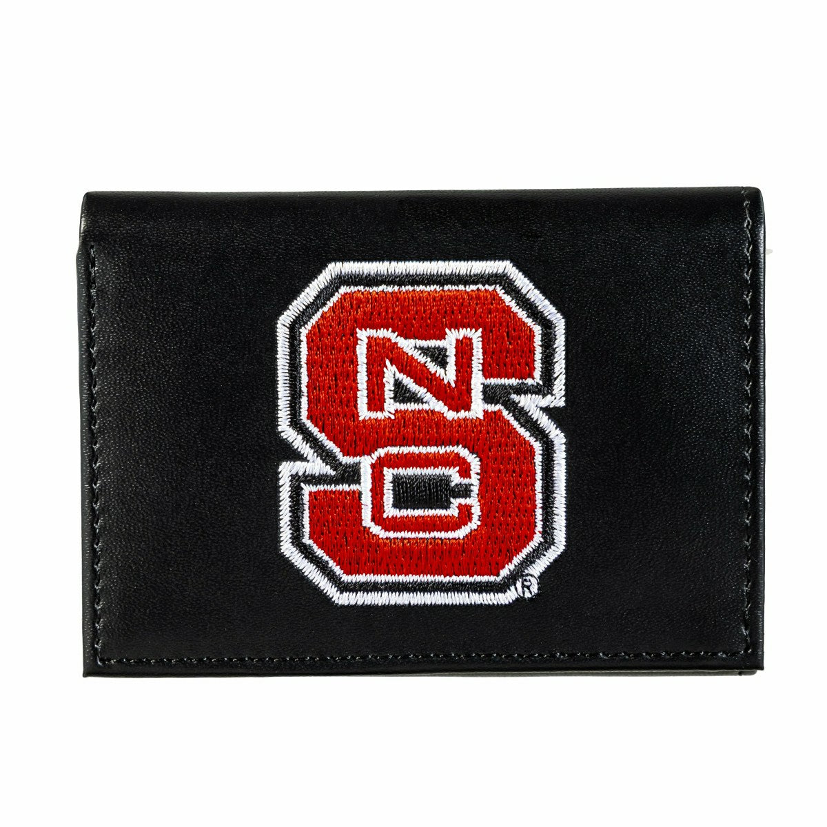 North Carolina State University Black Tri-Fold Embroidered Wallet w/ RFID Blocking