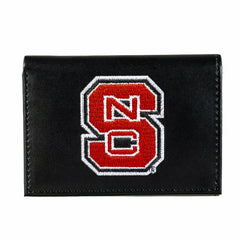 North Carolina State University Black Tri-Fold Embroidered Wallet w/ RFID Blocking