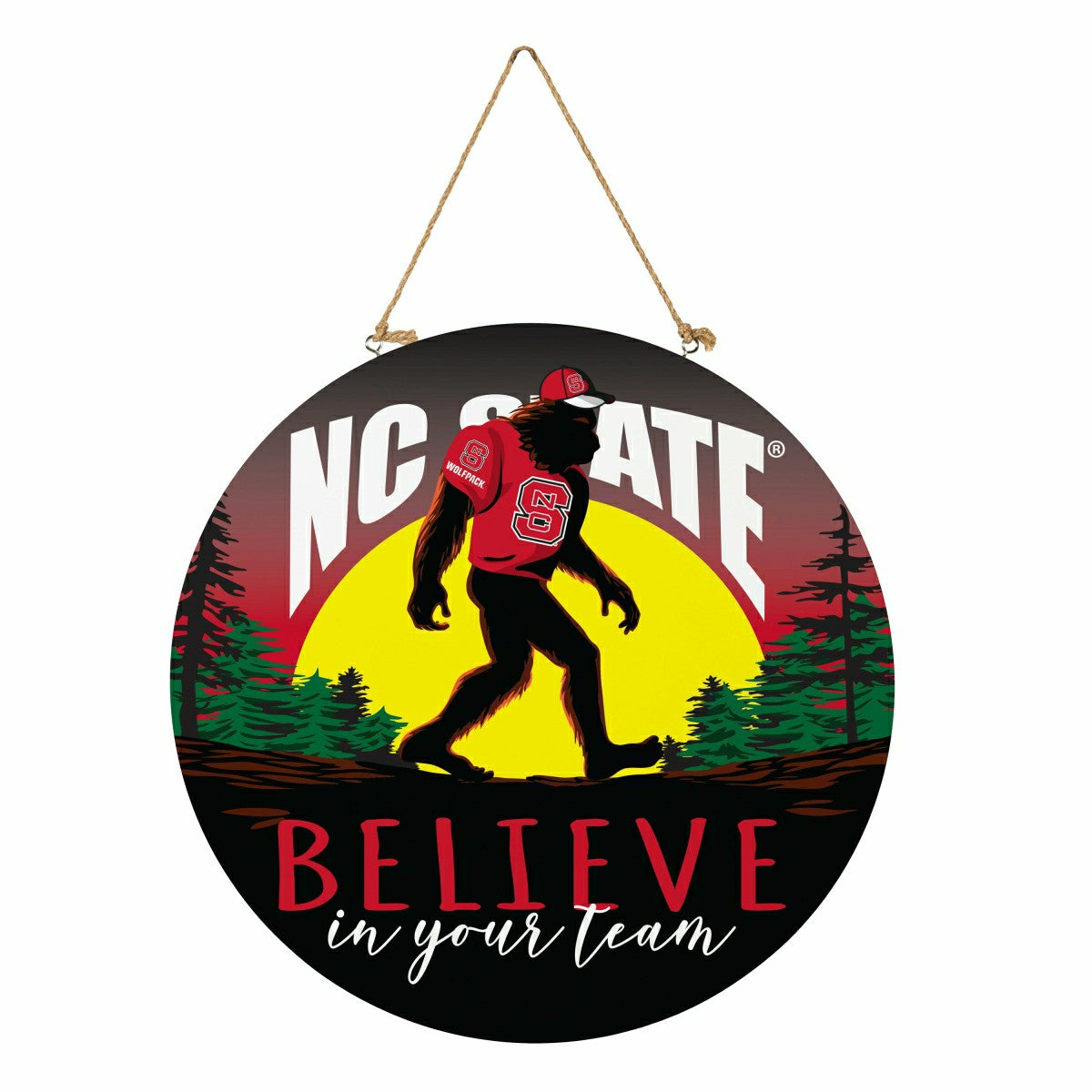 North Carolina State University Bigfoot Round Door Décor with Hanging