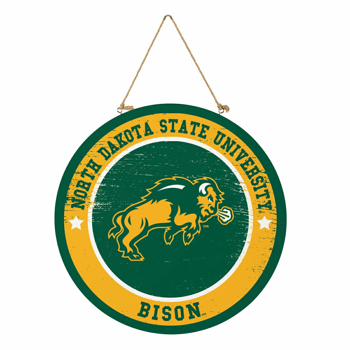 North Dakota State University Round Door Décor with Hanging Rope, 18x1