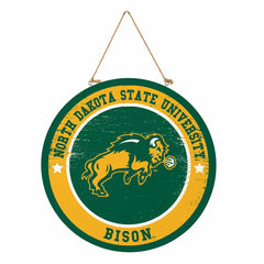North Dakota State University Round Door Décor with Hanging Rope, 18x1