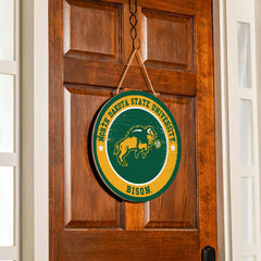 North Dakota State University Round Door Décor with Hanging Rope, 18x1