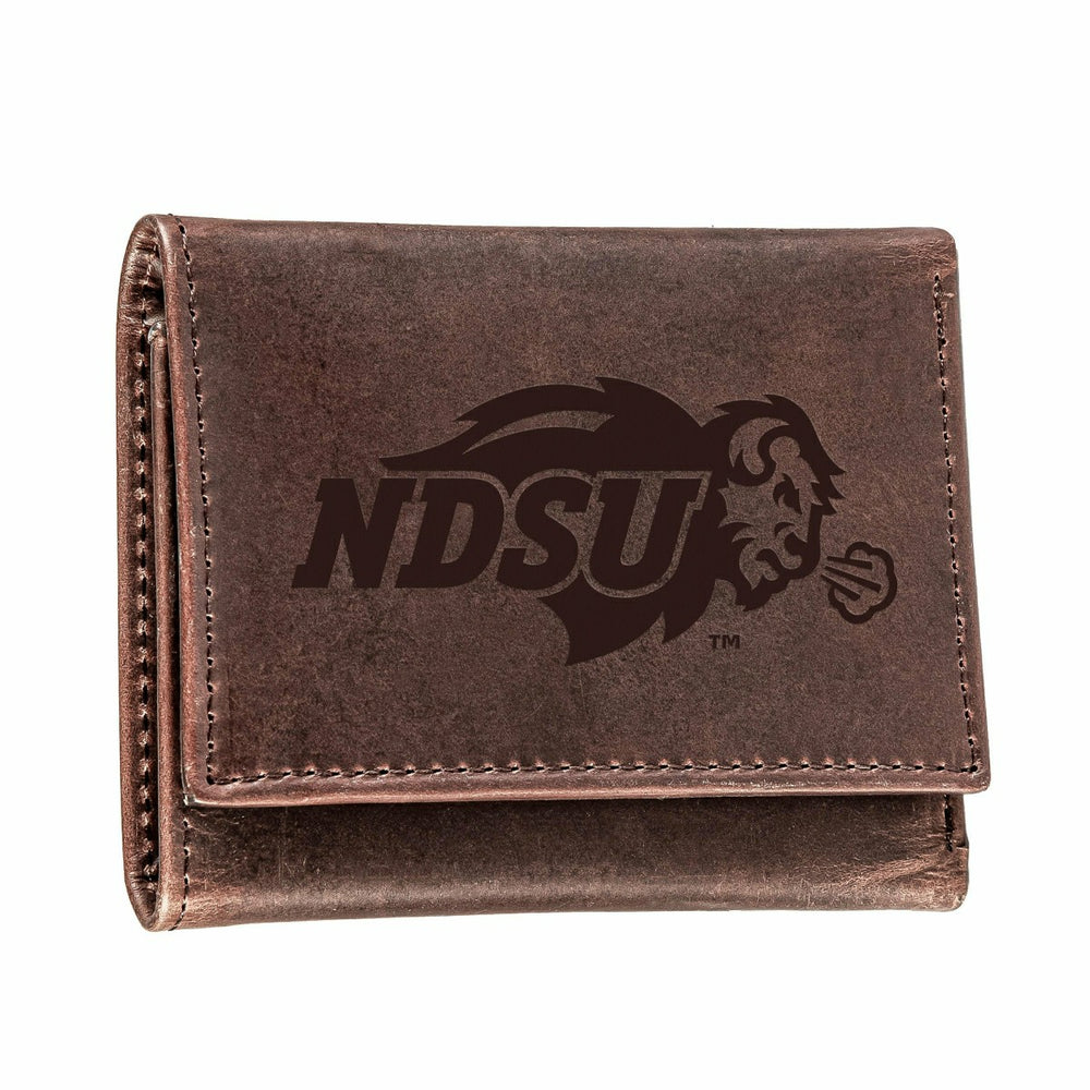 North Dakota State University, Tri-Fold Wallet, Brown, CH, 100% Genuin