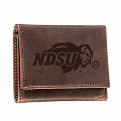 North Dakota State University, Tri-Fold Wallet, Brown, CH, 100% Genuin