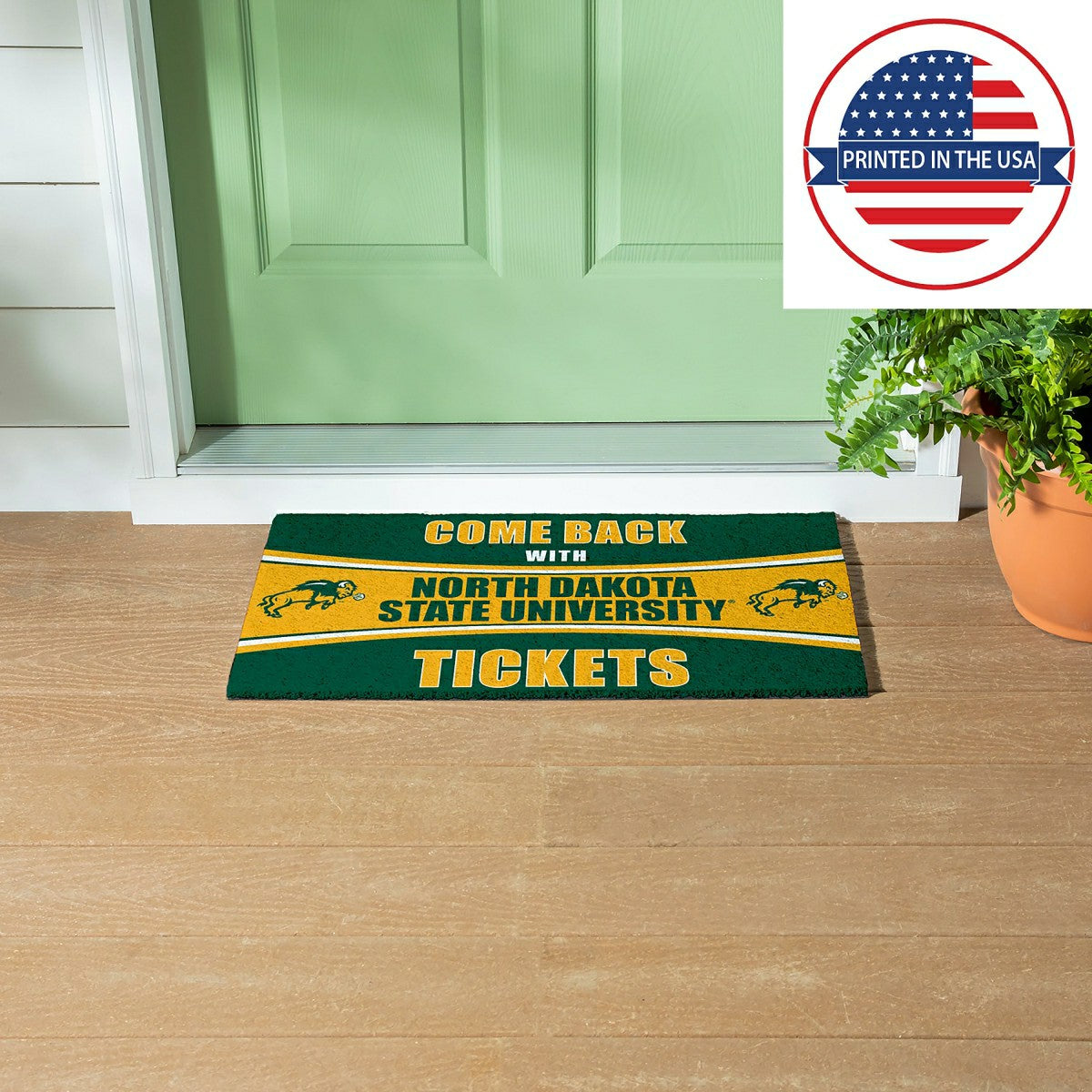 28" x 16" PVC Trapper Mat, Come Back with Tickets, North Dakota State