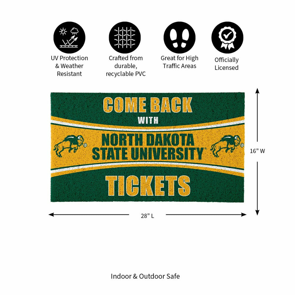 28" x 16" PVC Trapper Mat, Come Back with Tickets, North Dakota State