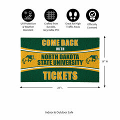 28" x 16" PVC Trapper Mat, Come Back with Tickets, North Dakota State