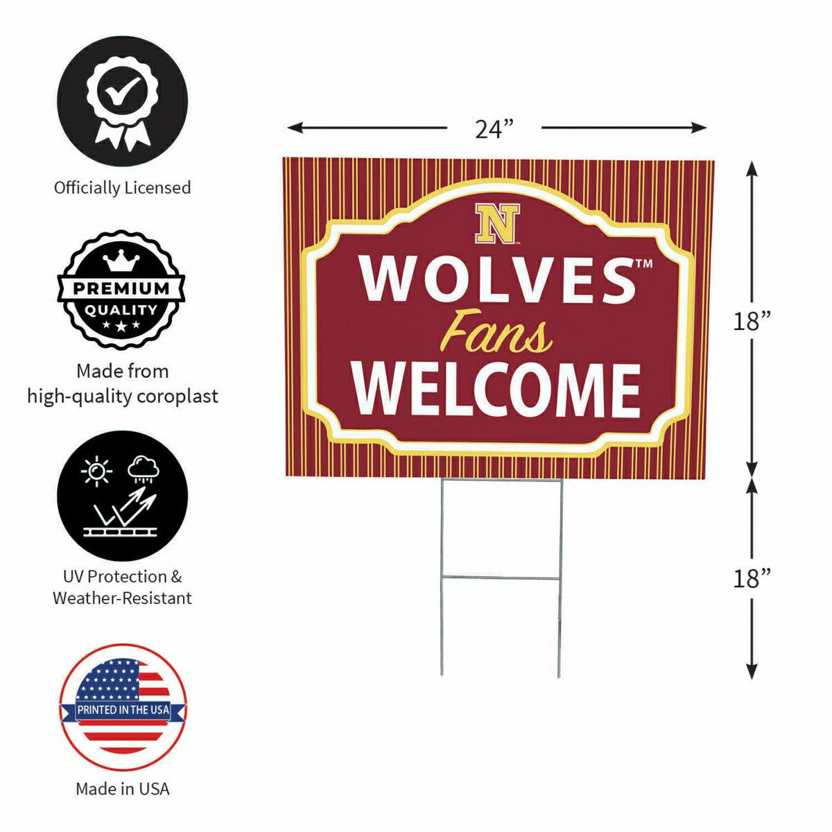 Northern State University Coroplast Yard Sign, "Fans Welcome"