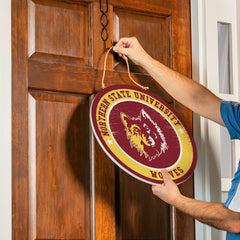 Northern State University Round Door Décor with Hanging Rope, 18x18