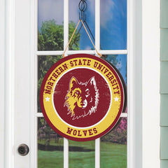 Northern State University Round Door Décor with Hanging Rope, 18x18