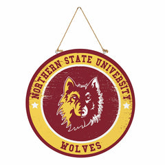 Northern State University Round Door Décor with Hanging Rope, 18x18