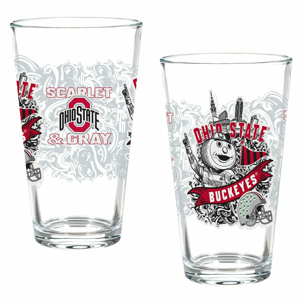 Ohio State University 16oz Glass pint, Set of 2