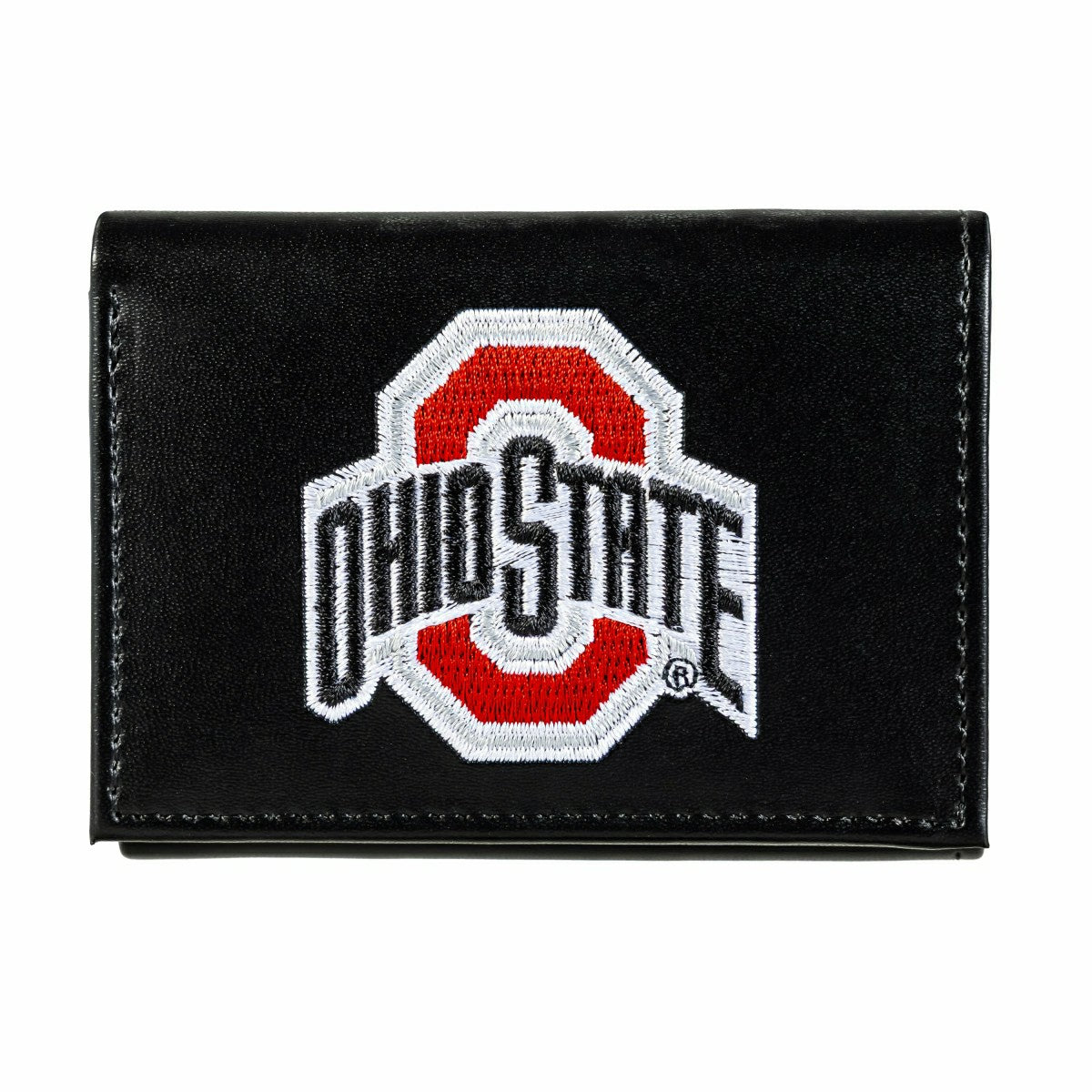 Ohio State University Black Tri-Fold Embroidered Wallet w/ RFID Blocking