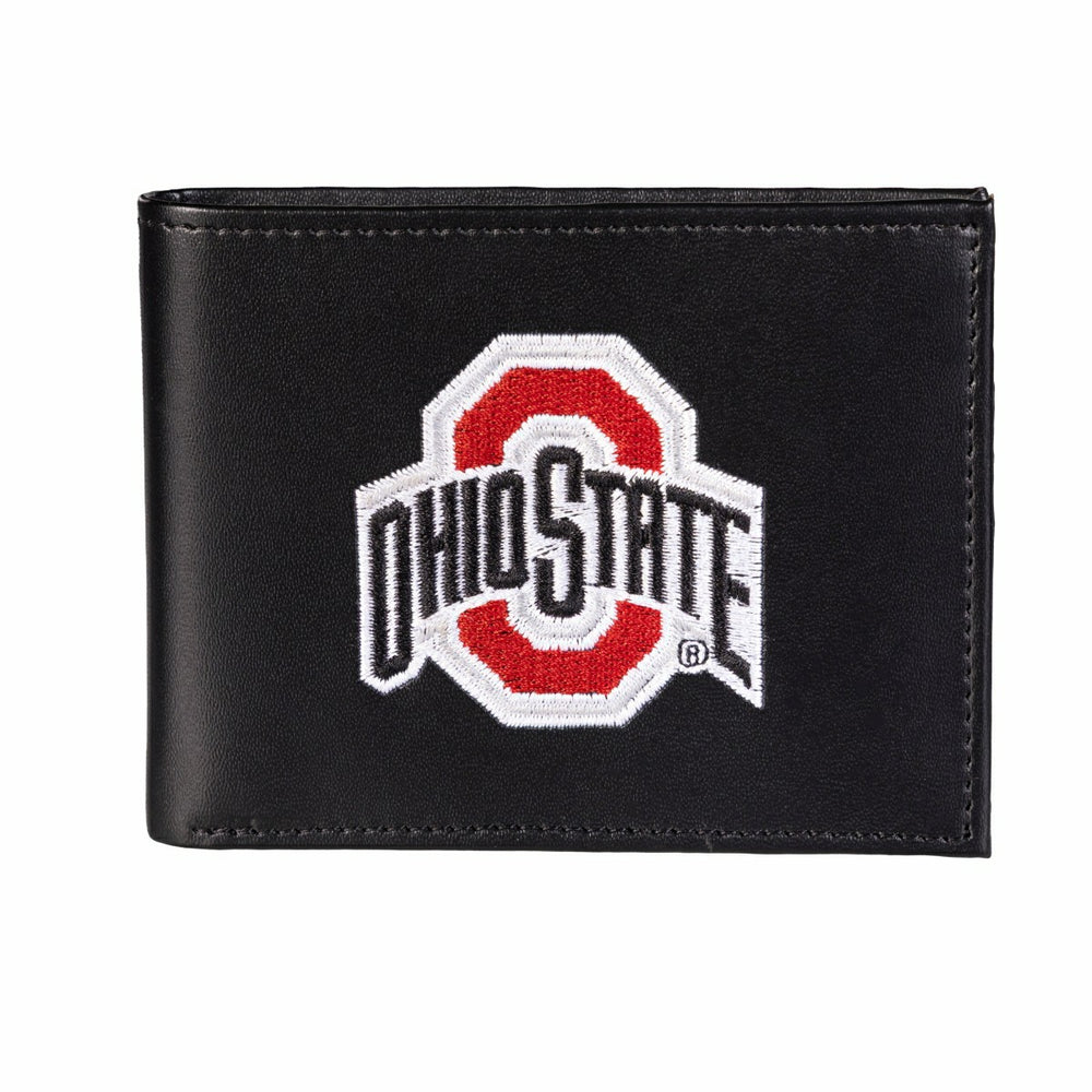 Ohio State University Black Bi-Fold Embroidered Wallet w/ RFID Blocking