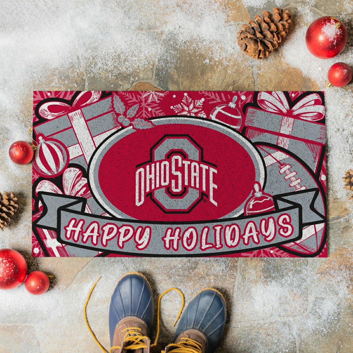 Ohio State University Holiday PVC Mat, 28"x16"