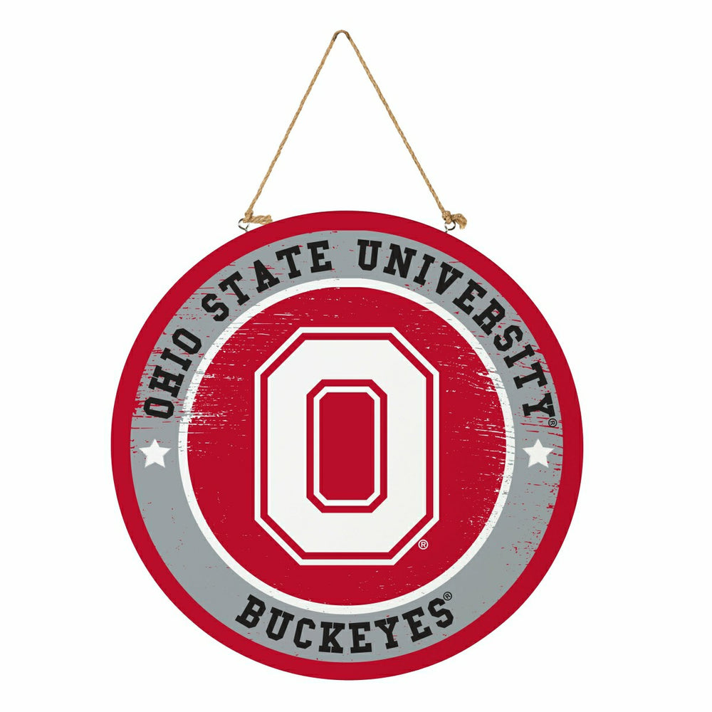 Ohio State University Round Door Décor with Hanging Rope, 18x18