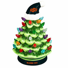 Oklahoma State University 8" LED Ceramic Christmas Tree