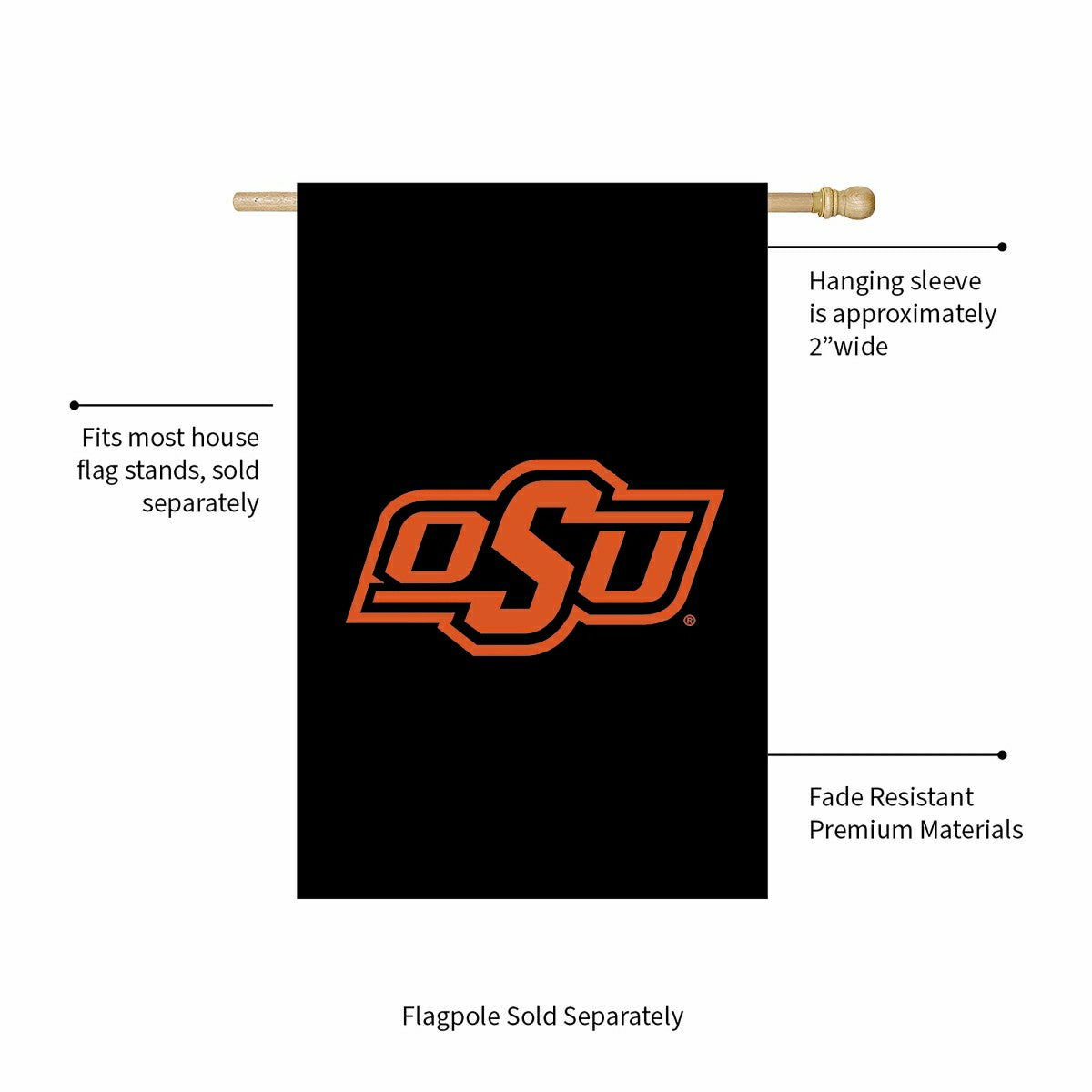 Oklahoma State University Applique House Flag