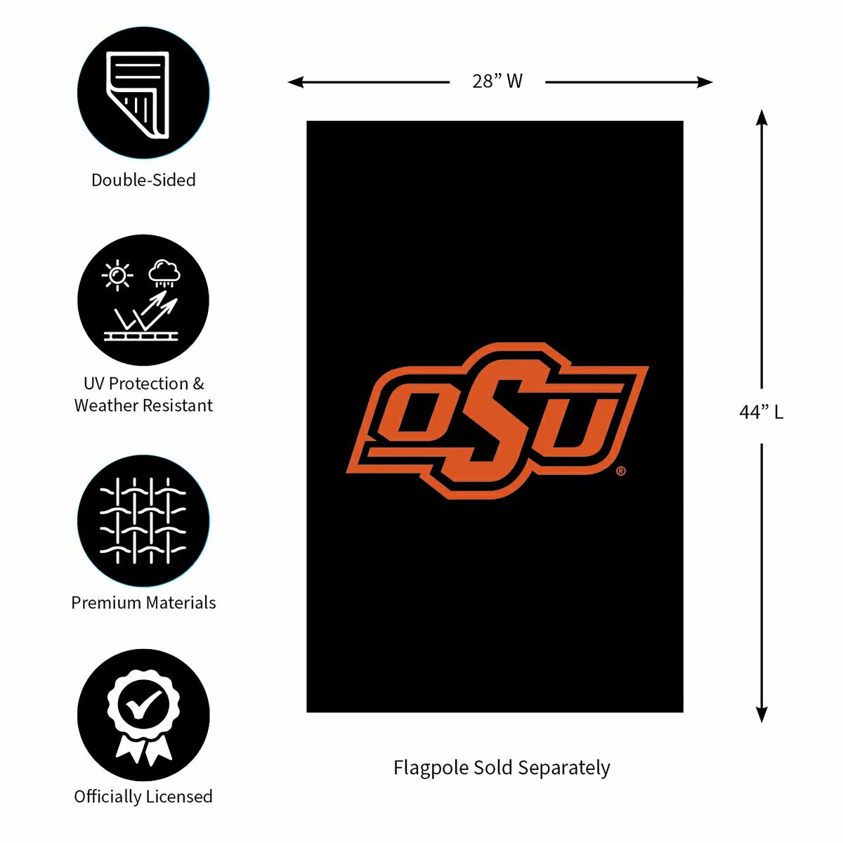Oklahoma State University Applique House Flag