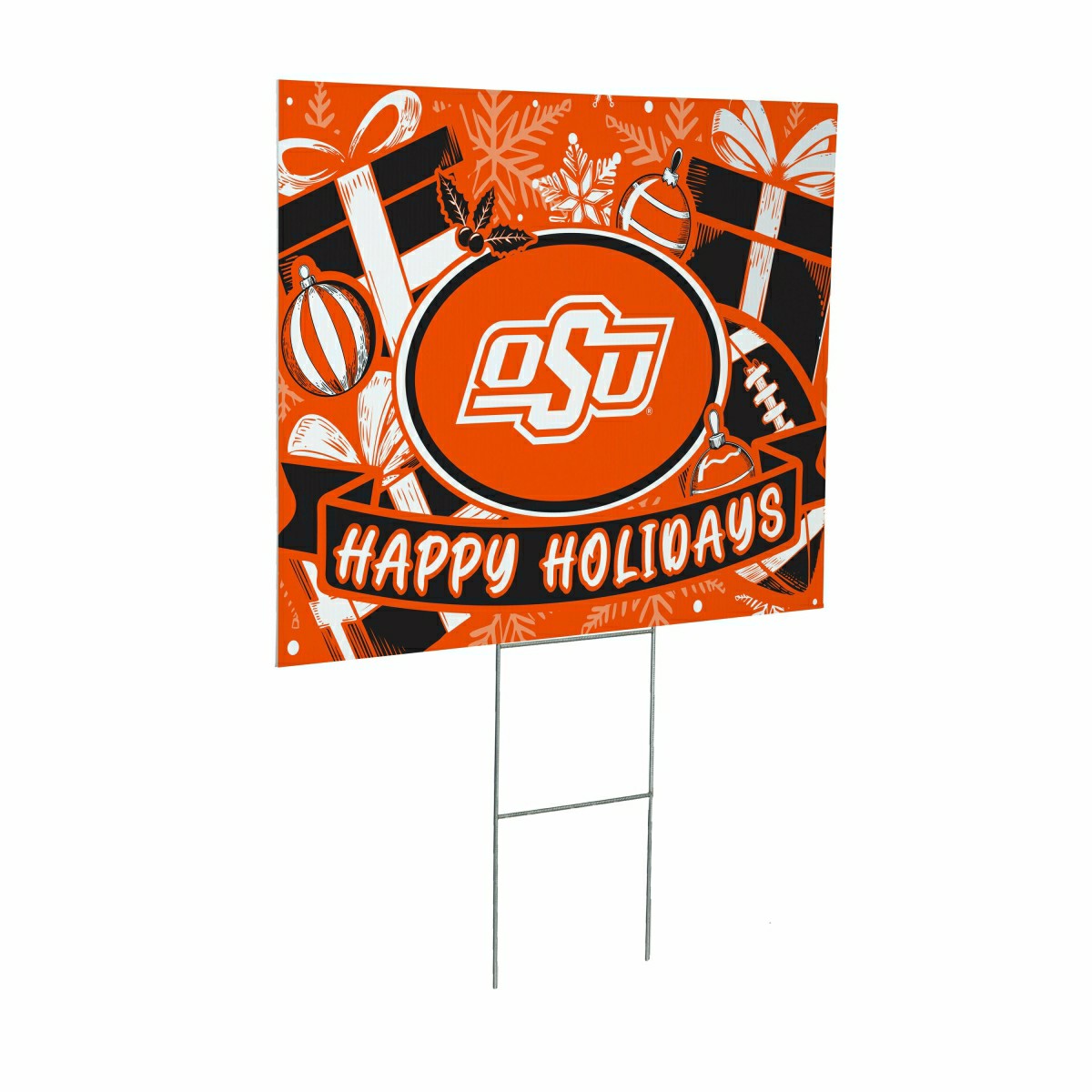 Oklahoma State University Yard Sign, Holiday
