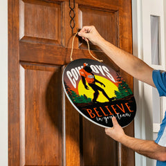 Oklahoma State University Bigfoot Round Door Décor with Hanging Rope,