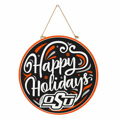 Oklahoma State University Holiday Round Door Décor with Hanging Rope,