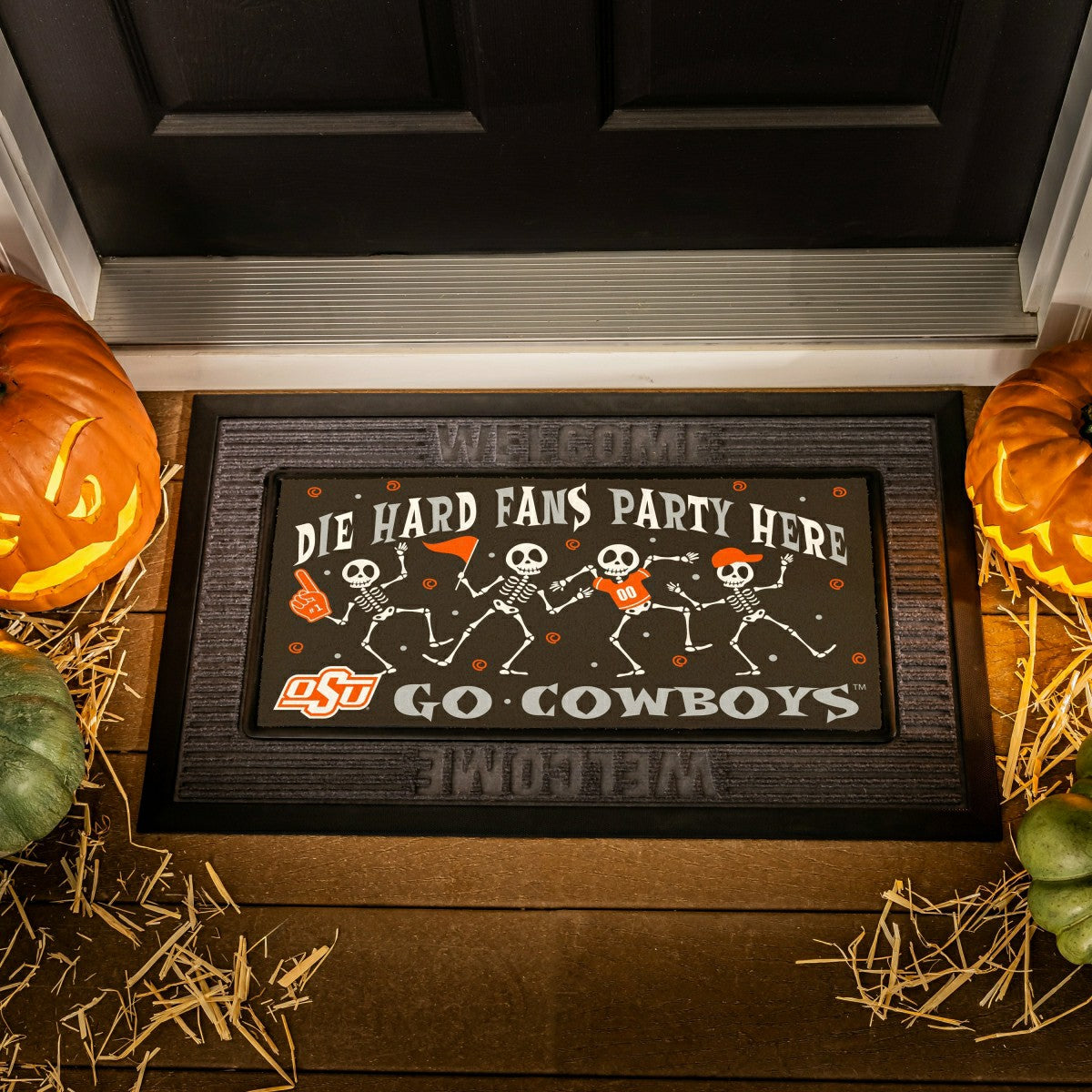 Oklahoma State University Flocked Coir Halloween Sassafras Switch Mat,