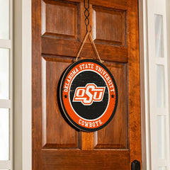 Oklahoma State University Round Door Décor with Hanging Rope, 18x18