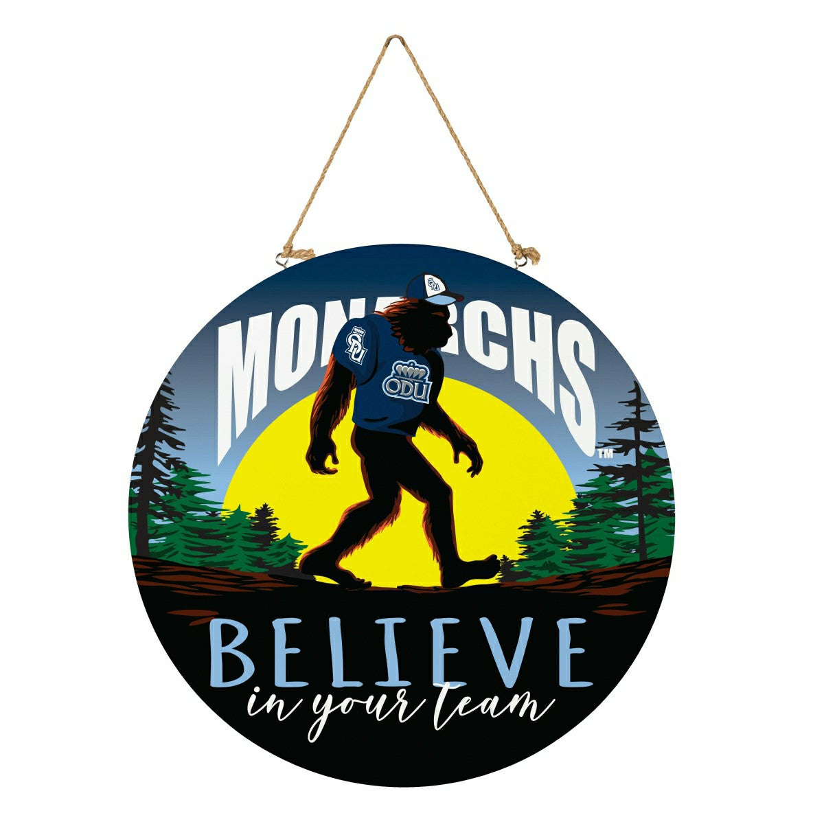 Old Dominion University Bigfoot Round Door Décor with Hanging Rope, 18