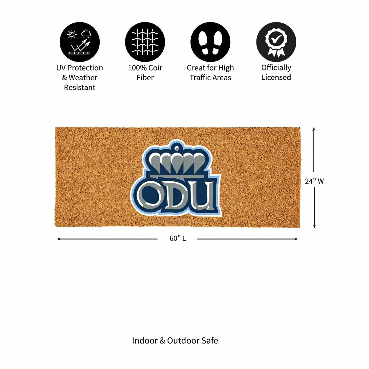 Old Dominion University Extra Large Full Color Coir Mat, 60"x24"