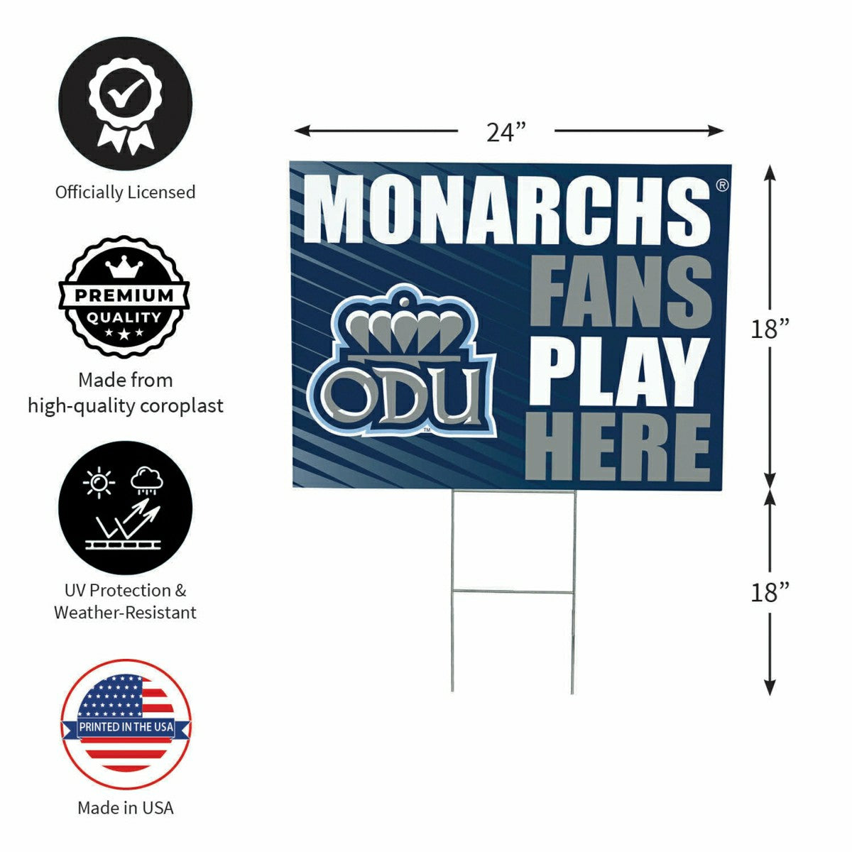 Old Dominion University Coroplast Yard Sign "Fans Play Here"
