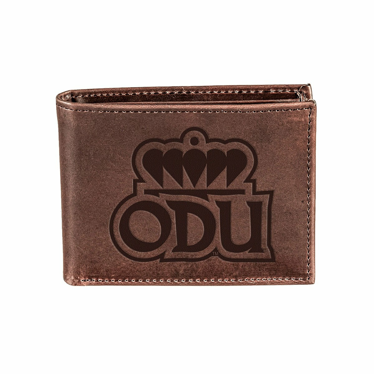 Old Dominion University, Bi-Fold Wallet, Brown, CH, 100% Genuine Leath