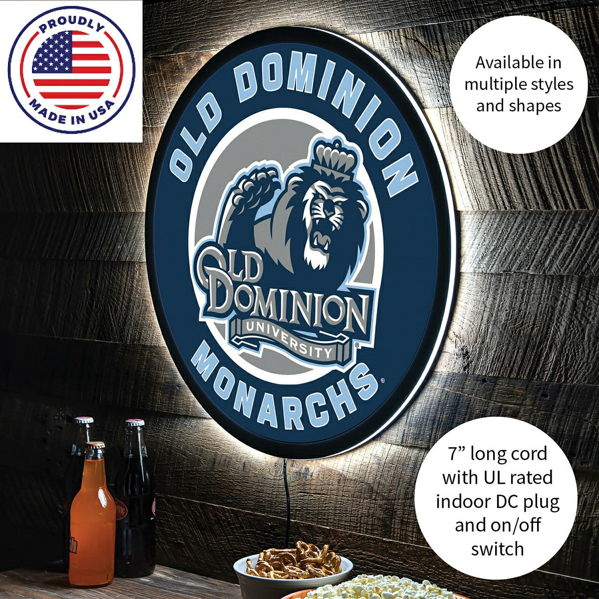 LED Wall Decor, Round, Old Dominion University